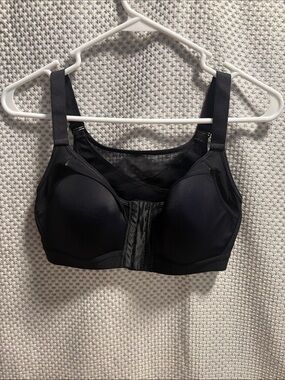 Front-Closure Black Support Bra with Wide Straps